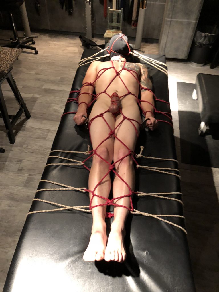 slaves is tied up happily